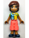 Minifig No: frnd0581  Name: Friends Leo - Dark Azure, Yellow, and Lime Shirt, Coral Cropped Trousers, Dark Blue Shoes