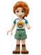 Minifig No: frnd0584  Name: Friends Autumn - Dark Turquoise and White Top with Fox, Sand Green Shorts, Nougat and Reddish Brown Boots