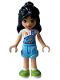 Minifig No: frnd0600  Name: Friends Liann - Bright Light Blue Overalls over White Shirt, Bright Light Blue Shorts, Lime Shoes