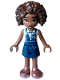 Minifig No: frnd0612  Name: Friends Aliya - Dark Blue Gym Slip Top over White Blouse, Dark Blue Skirt, Metallic Pink Sandals