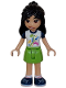 Minifig No: frnd0631  Name: Friends Liann - White Shirt with Dark Blue Short Sleeves, Lime Skirt, Dark Blue Shoes