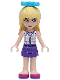 Minifig No: frnd064  Name: Friends Stephanie - Dark Purple Skirt, White Plaid Button Shirt, Bow
