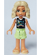 Minifig No: frnd0643  Name: Friends Nova - Black and White Shirt with Video Game Controller, Yellowish Green Shorts, Bright Light Yellow Sandals