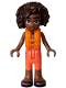 Minifig No: frnd0651  Name: Friends Aliya - Coral and Yellow Sleeveless Wetsuit, Dark Turquoise Belt, Dark Blue Sandals, Orange Life Jacket