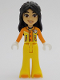 Minifig No: frnd0661  Name: Friends Liann - Orange and Yellow Ski Suit / Jacket, Trousers Bell-Bottoms, Orange Shoes