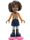 Minifig No: frnd0664  Name: Friends Aliya - Orange Jacket over Dark Pink Sweater, Dark Blue Skirt, Dark Pink Snowshoes
