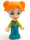 Minifig No: frnd0666  Name: Friends Ella - Micro Doll, Dark Turquoise and Lime Ski Suit
