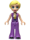 Minifig No: frnd0684  Name: Friends Stephanie (Adult) - Medium Lavender Suit with Gold Shirt, Black Shoes with White Soles
