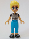 Minifig No: frnd0688  Name: Friends Olly - Black and White Mesh T-Shirt, Dark Azure Trousers, Black Shoes