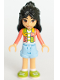 Minifig No: frnd0718  Name: Friends Liann - Coral Patchwork Jacket, Bright Light Blue Shorts, Lime Shoes