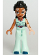Minifig No: frnd0719  Name: Friends Jordin - Light Aqua Jumpsuit Bell-Bottoms, Dark Blue Shoes