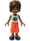 Minifig No: frnd0759  Name: Friends Leo - White T-Shirt with Tent, Coral Cropped Trousers, Dark Blue Shoes