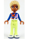 Minifig No: frnd0788  Name: Friends Faraji - Bright Pink and Reddish Orange Jacket, Yellowish Green Trousers