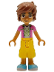 Minifig No: frnd0790  Name: Friends Leo - Dark Pink Jacket, White Shirt with Hamburger, Yellow Cropped Trousers, Medium Azure Shoes