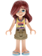 Minifig No: frnd0817  Name: Friends Paisley - Bright Light Yellow and Medium Lavender Tank Top, Dark Tan Shorts, Metallic Light Blue Sandals