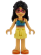 Minifig No: frnd0829  Name: Friends Liann - Dark Azure Top, Bright Light Yellow Shorts, Reddish Orange Sandals