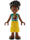 Minifig No: frnd0876  Name: Friends Zac - Dark Tuquoise Shirt with Motorcycle, Yellow Cropped Trousers, Dark Green Sandals