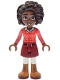 Minifig No: frnd0918  Name: Friends Aliya - Coral Sweater Vest, Dark Red Skirt, Medium Nougat Boots