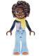 Minifig No: frnd0925  Name: Friends Aliya - Dark Blue Shirt, Bright Light Blue Trousers Bell-Bottoms, Orange Shoes, Bright Light Yellow Scarf