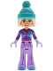 Minifig No: frnd0926  Name: Friends Nova - Dark Purple and Medium Lavender Ski Suit / Jacket, Trousers Bell-Bottoms, Dark Turquoise Hat