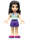 Minifig No: frnd108  Name: Friends Emma - Dark Purple Skirt, Light Aqua Top with Flower at Neck