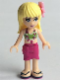 Minifig No: frnd116  Name: Friends Stephanie - Magenta Wrap Skirt, Lime Bikini Top, Flower