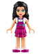 Minifig No: frnd183  Name: Friends Emma - Magenta Layered Skirt, White Top with Magenta Apron