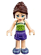 Minifig No: frnd193  Name: Friends Naomi (Light Nougat) - Lime Halter Top with Dark Green Dots, Dark Purple Shorts, Sand Blue Shoes