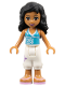 Minifig No: frnd200  Name: Friends Kate - White Cropped Trousers with Purple Flower, Medium Azure Top with White Trim