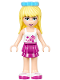 Minifig No: frnd201  Name: Friends Stephanie - Magenta Layered Skirt, White Top with Stars, Medium Azure Bow