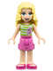 Minifig No: frnd203  Name: Friends Liza - Dark Pink Shorts, Green Top with White Stripes