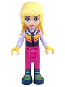 Minifig No: frnd211  Name: Friends Stephanie - Winter Vest with Fur Collar, Magenta Pants, Dark Blue Boots