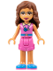 Minifig No: frnd290  Name: Friends Olivia (Nougat) - Dark Pink Shorts and Top