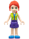 Minifig No: frnd349  Name: Friends Mia - Dark Purple Shorts, Lime Jacket Top, Red Hair