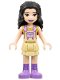 Minifig No: frnd376  Name: Friends Emma - Tan Dress with Straps, Medium Lavender Boots