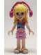 Minifig No: frnd398  Name: Friends Stephanie - Bright Pink Layered Skirt, Magenta and Medium Blue Swimsuit Top, Headphones