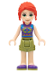 Minifig No: frnd421  Name: Friends Mia - Olive Green Shorts, Dark Purple Shoes and Top with Diamonds and Triangles