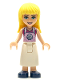 Minifig No: frnd432  Name: Friends Stephanie - White Long Skirt, Magenta Top with Apron