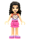 Minifig No: frnd465  Name: Friends Emma - Coral and Lavender Cat Shirt, Dark Pink Skirt, Medium Lavender Shoes