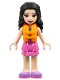 Minifig No: frnd493  Name: Friends Emma - Dark Pink Layered Skirt, White Top with Paw Print Undershirt, Life Jacket