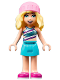 Minifig No: frnd506  Name: Friends Stephanie, Metallic Light Blue Swimsuit Top, Medium Azure Skirt, Bright Pink Hat