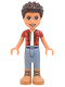 Minifig No: frnd524  Name: Friends River - Red Checkered Shirt with White Undershirt, Sand Blue Trousers