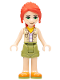 Minifig No: frnd527  Name: Friends Mia - Olive Green Shorts, Orange Shoes, Tan Vest, Bright Light Orange Scarf