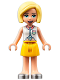 Minifig No: frnd550  Name: Friends Roxy - White Collared Shirt, Yellow Skirt, Silver Shoes