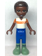 Minifig No: frnd554  Name: Friends Elijah - White and Orange Shirt, Blue Trousers, Sand Green Boots