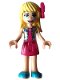 Minifig No: frnd561  Name: Friends Stephanie - Magenta Skirt and Top with Silver Vest, Magenta Bow