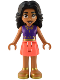 Minifig No: frnd573  Name: Friends Adi - Dark Purple Top, Coral Skirt