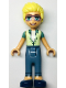 Minifig No: frnd594  Name: Friends Olly - Yellowish Green and Sand Green Unbuttoned Shirt, Sand Blue Trousers, Dark Blue Shoes