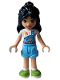 Minifig No: frnd600  Name: Friends Liann - Bright Light Blue Overalls over White Shirt, Bright Light Blue Shorts, Lime Shoes