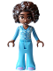 Minifig No: frnd602  Name: Friends Aliya - Bright Light Blue Pajamas, Top with White Horseshoes and Dots, Lavender Shoes